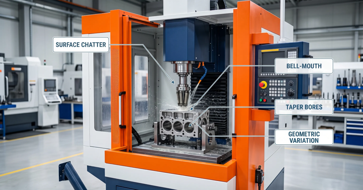 CNC honing machine helping prevent common honing defects during precision bore finishing